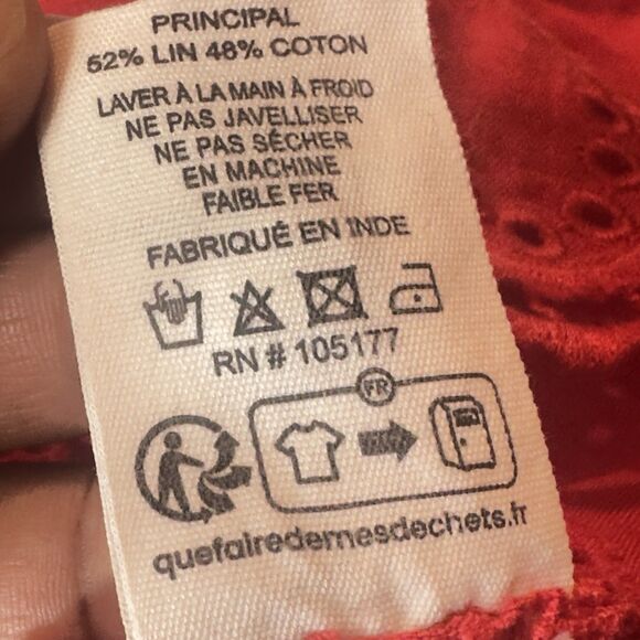 Ulla Johnson Porcelain Louisa Scalloped Eyelet Ruffled Poppy Red Blouse Sz 6 NWT - Picture 15 of 16